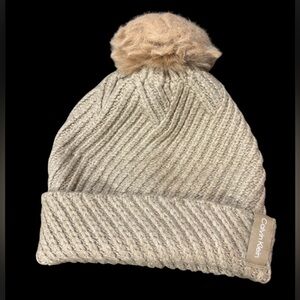 Calvin Klein Taupe Knit Hat with Pom